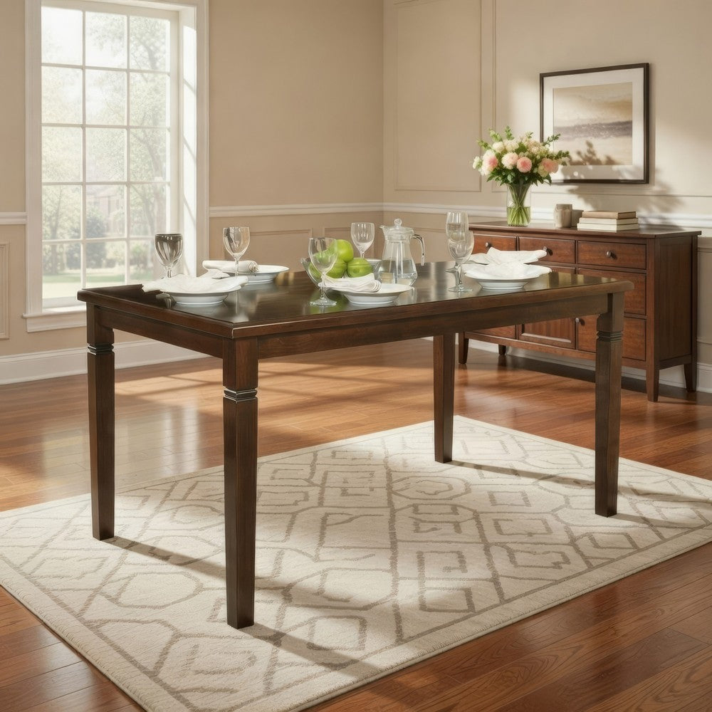Rectangular Shape Wooden Dining Table with Tapered Legs, Oak Brown - BM220101