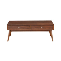 2 Drawer Wooden Coffee Table with Splayed Legs, Walnut Brown - BM220118