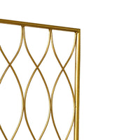 3 Panel Metal Frame Screen with Twisted Oval Design, Gold - BM220188