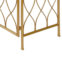 3 Panel Metal Frame Screen with Twisted Oval Design, Gold - BM220188