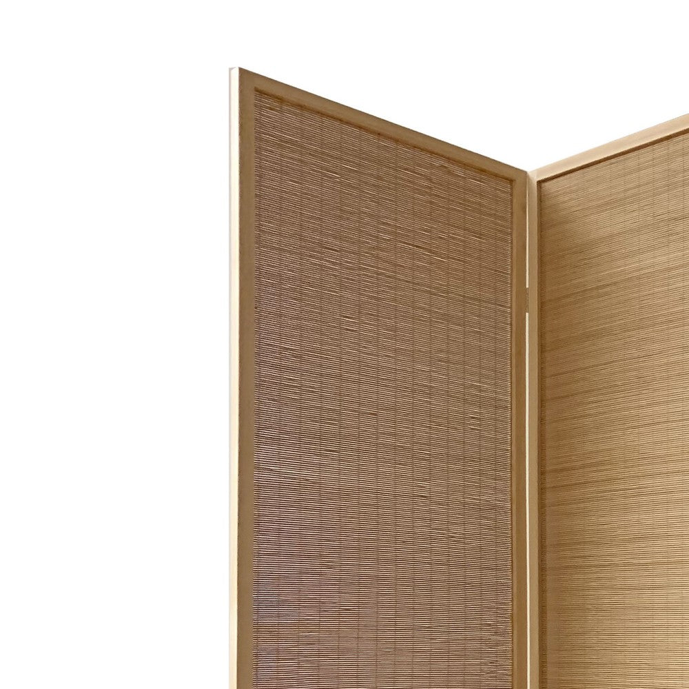 4 Panel Bamboo Shade Roll Room Divider, Natural Brown - BM220192