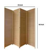 4 Panel Bamboo Shade Roll Room Divider, Natural Brown - BM220192