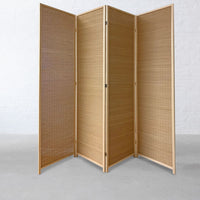 4 Panel Bamboo Shade Roll Room Divider, Natural Brown - BM220192