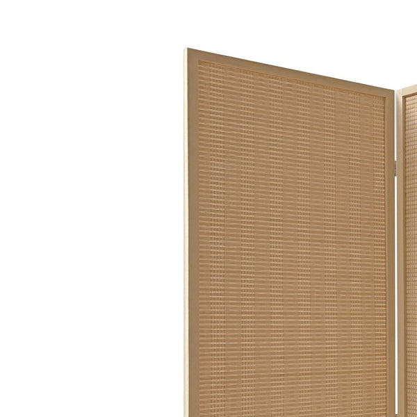 3 Panel Bamboo Shade Roll Room Divider, Beige - BM220193