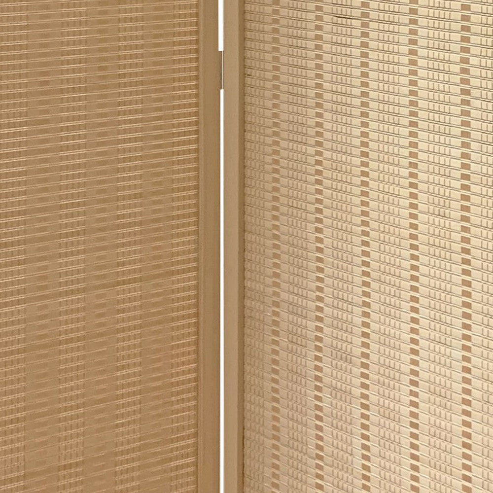 3 Panel Bamboo Shade Roll Room Divider, Beige - BM220193