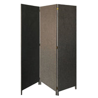 71 Inch Panel Screen Divider, Upholstered, 3 Panel, Hinges, Gray - BM220197