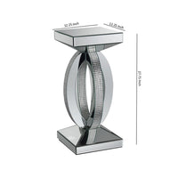 Square Wooden End Table with Curved Body and Rhinestone Accents, Silver - BM220236