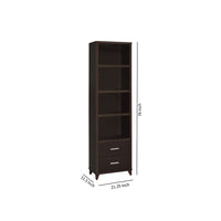3 Shelf Wooden Media Tower with 2 Drawers, Dark Brown  - BM220300
