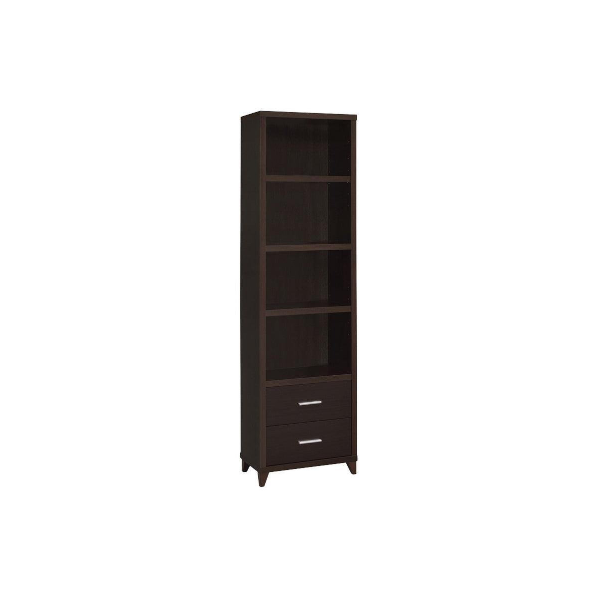 3 Shelf Wooden Media Tower with 2 Drawers, Dark Brown  - BM220300