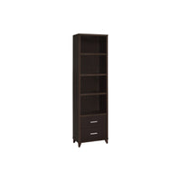3 Shelf Wooden Media Tower with 2 Drawers, Dark Brown  - BM220300