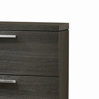 2 Drawer Wooden Nightstand with Bar Pulls and Panel Support, Gray - BM220326