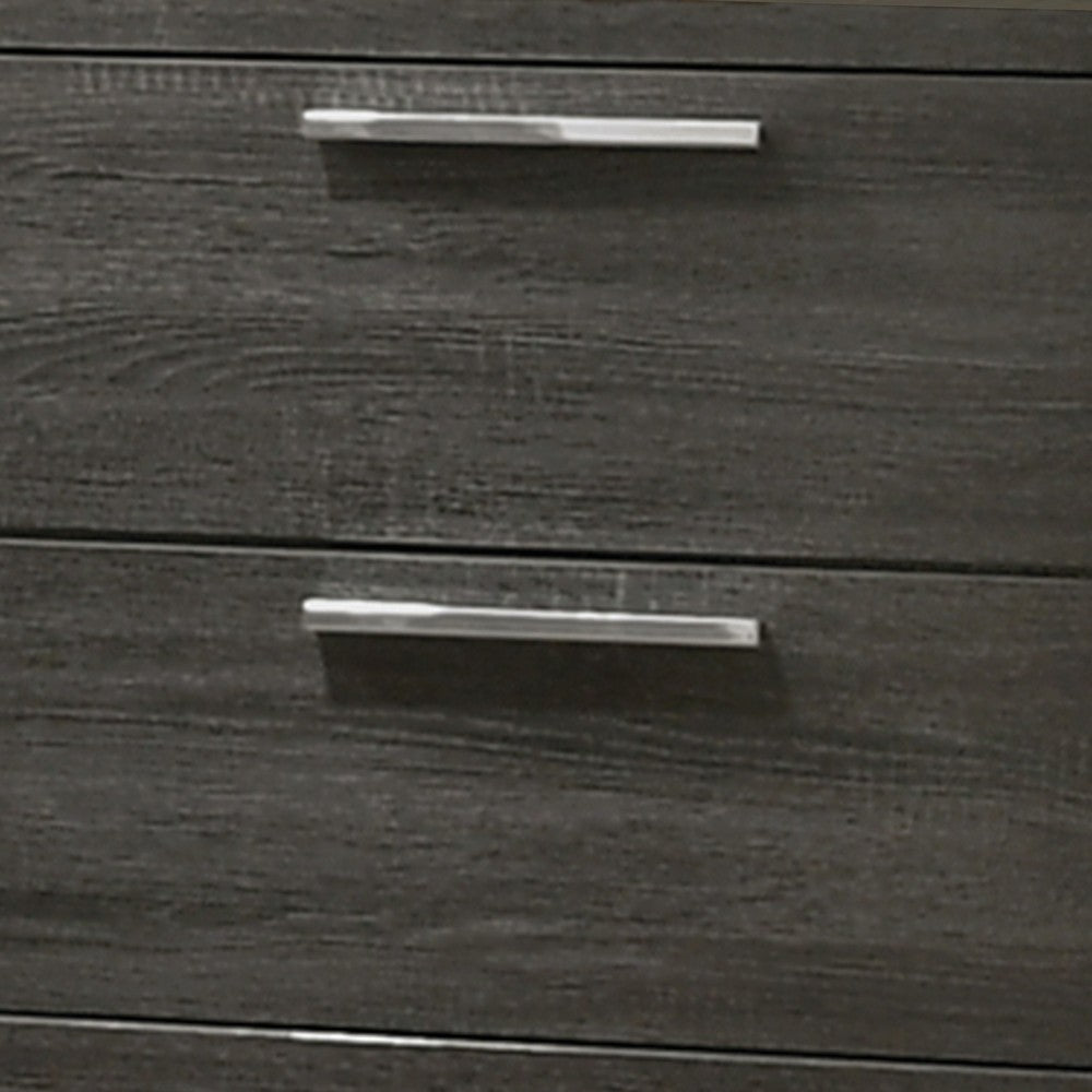 2 Drawer Wooden Nightstand with Bar Pulls and Panel Support, Gray - BM220326