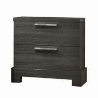2 Drawer Wooden Nightstand with Bar Pulls and Panel Support, Gray - BM220326