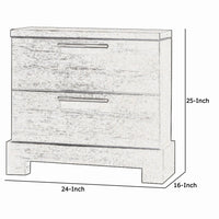 2 Drawer Wooden Nightstand with Bar Pulls and Panel Support, Gray - BM220326