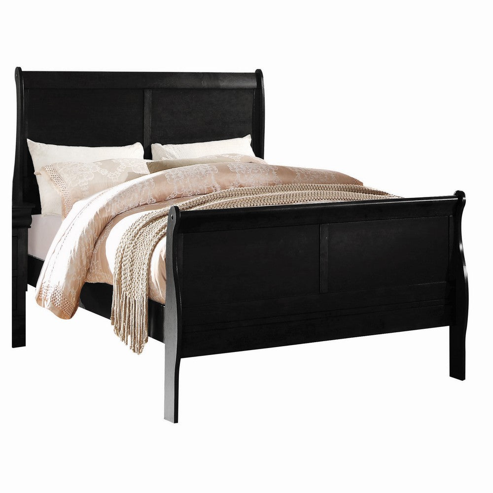 Wooden Twin Size Bed with Panel Design Sleigh Headboard and Footboard,Brown - BM220330