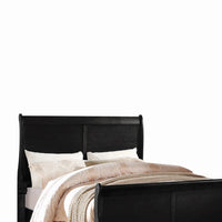 Wooden Twin Size Bed with Panel Design Sleigh Headboard and Footboard,Brown - BM220330