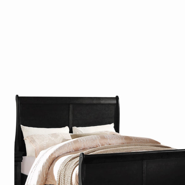 Wooden Twin Size Bed with Panel Design Sleigh Headboard and Footboard,Brown - BM220330