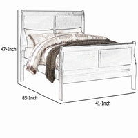 Wooden Twin Size Bed with Panel Design Sleigh Headboard and Footboard,Brown - BM220330