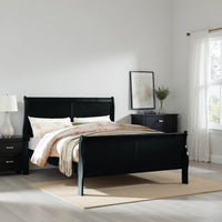 Wooden Twin Size Bed with Panel Design Sleigh Headboard and Footboard,Brown - BM220330