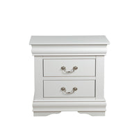 2 Drawer Wooden Nightstand with Metal Hanging Pulls and Bracket Feet, White - BM220333