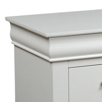 2 Drawer Wooden Nightstand with Metal Hanging Pulls and Bracket Feet, White - BM220333