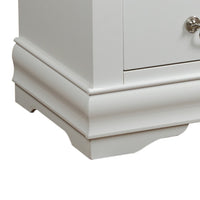 2 Drawer Wooden Nightstand with Metal Hanging Pulls and Bracket Feet, White - BM220333