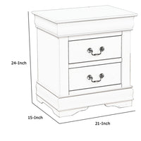 2 Drawer Wooden Nightstand with Metal Hanging Pulls and Bracket Feet, White - BM220333