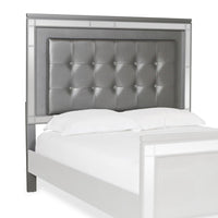 Faux Crystal Tufted Fabric Twin Headboard with LED Trim, Gray  - BM220405
