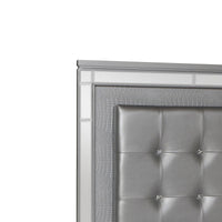 Faux Crystal Tufted Fabric Twin Headboard with LED Trim, Gray  - BM220405