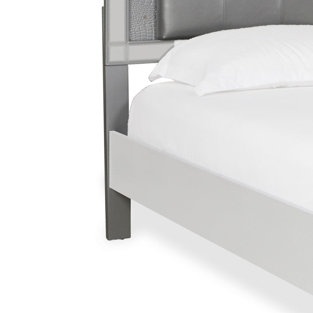 Faux Crystal Tufted Fabric Twin Headboard with LED Trim, Gray  - BM220405