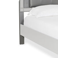 Faux Crystal Tufted Fabric Twin Headboard with LED Trim, Gray  - BM220405