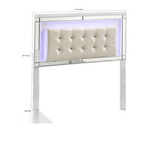 Modern Wooden Full Size Headboard with LED and Glass Trim, White  - BM220460