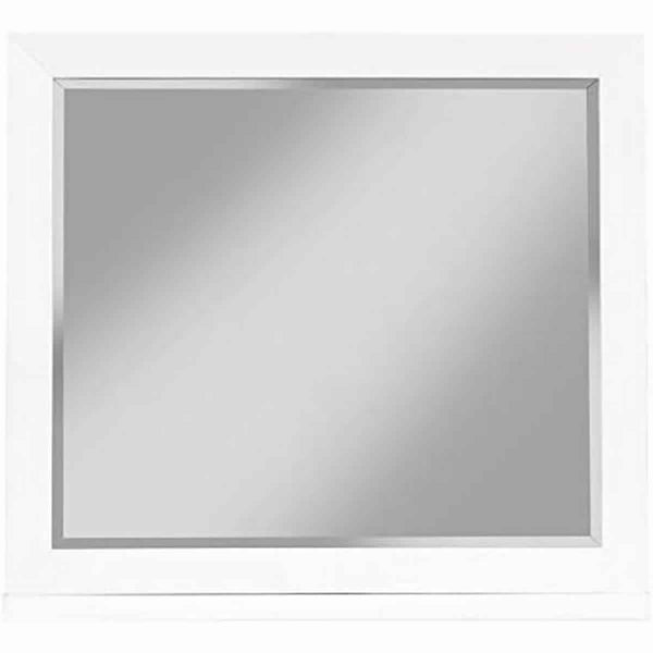 Transitional Style Rectangular Mirror with Wooden Frame, White - BM220488