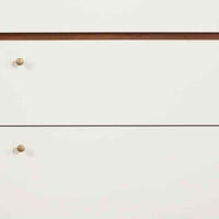 3 Drawer Wood Chest with Round Pulls and Angled Legs, Small,White and Brown - BM220498