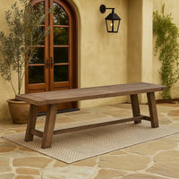 Farmhouse Wooden Dining Bench with Grain Details and Plank Top, Brown - BM220511