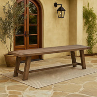 Farmhouse Wooden Dining Bench with Grain Details and Plank Top, Brown - BM220511