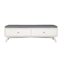 Benjara Fabric Upholstered Bedroom Bench with 2 Storage Drawers, White- BM220519