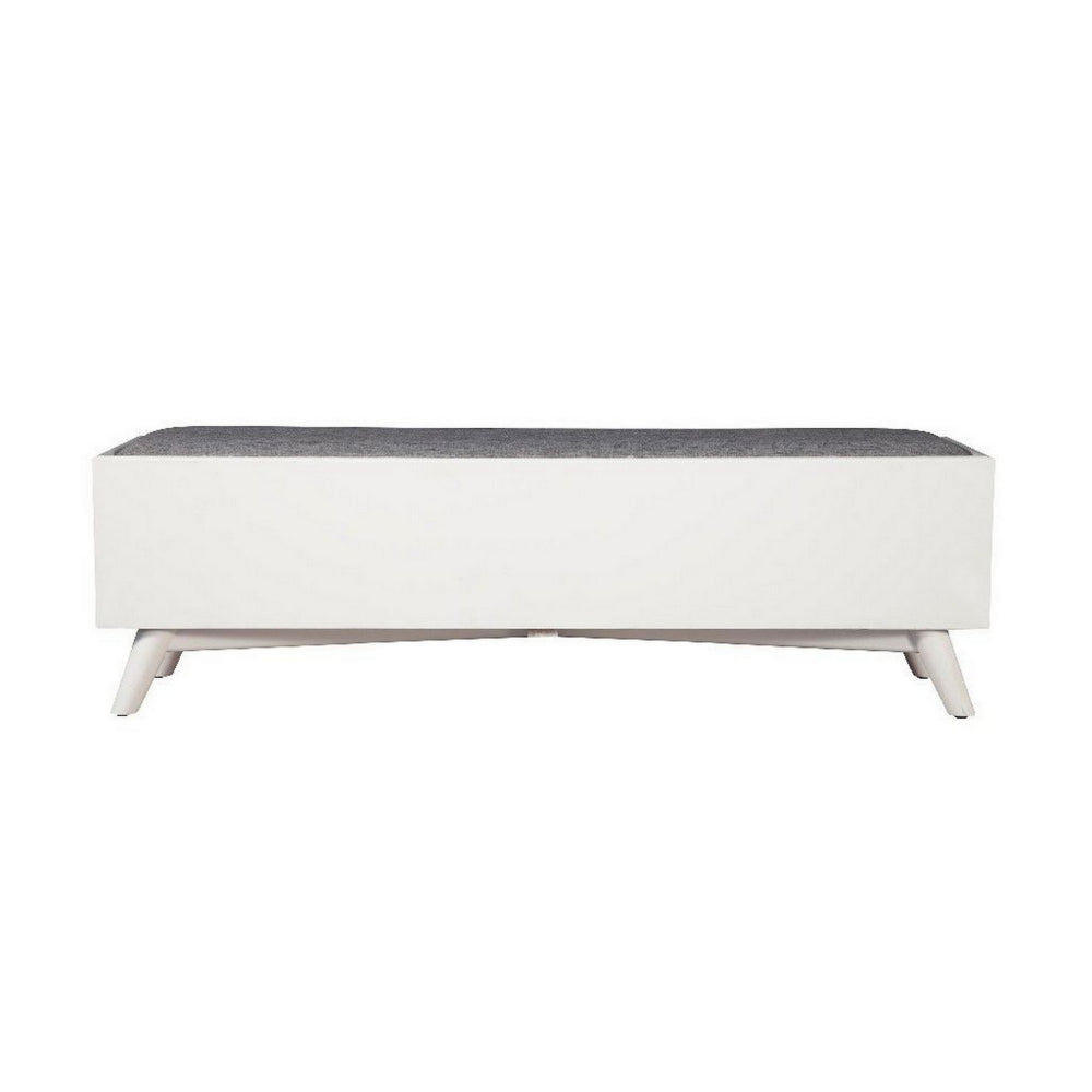 Benjara Fabric Upholstered Bedroom Bench with 2 Storage Drawers, White- BM220519