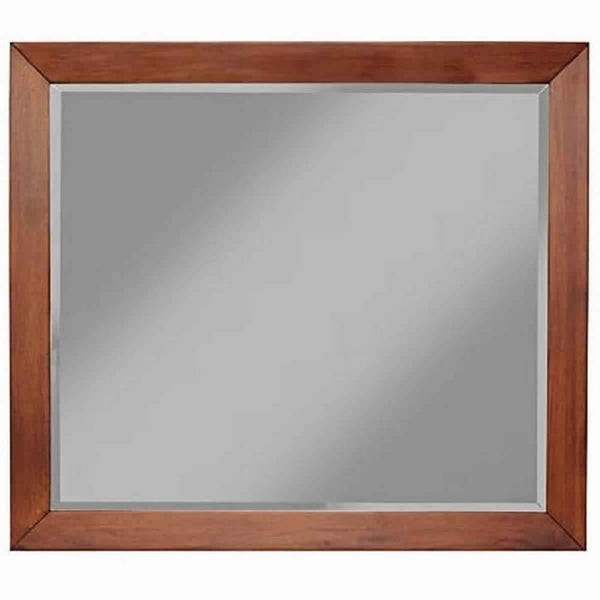 Wooden Frame Dresser Mirror with Natural Grain Details, Cherry Brown - BM220523