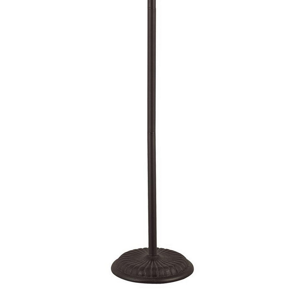Metal Floor Lamp with Pull Chain Switch and Paper Shade, Off White and Black - BM220649
