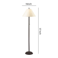 Metal Floor Lamp with Pull Chain Switch and Paper Shade, Off White and Black - BM220649