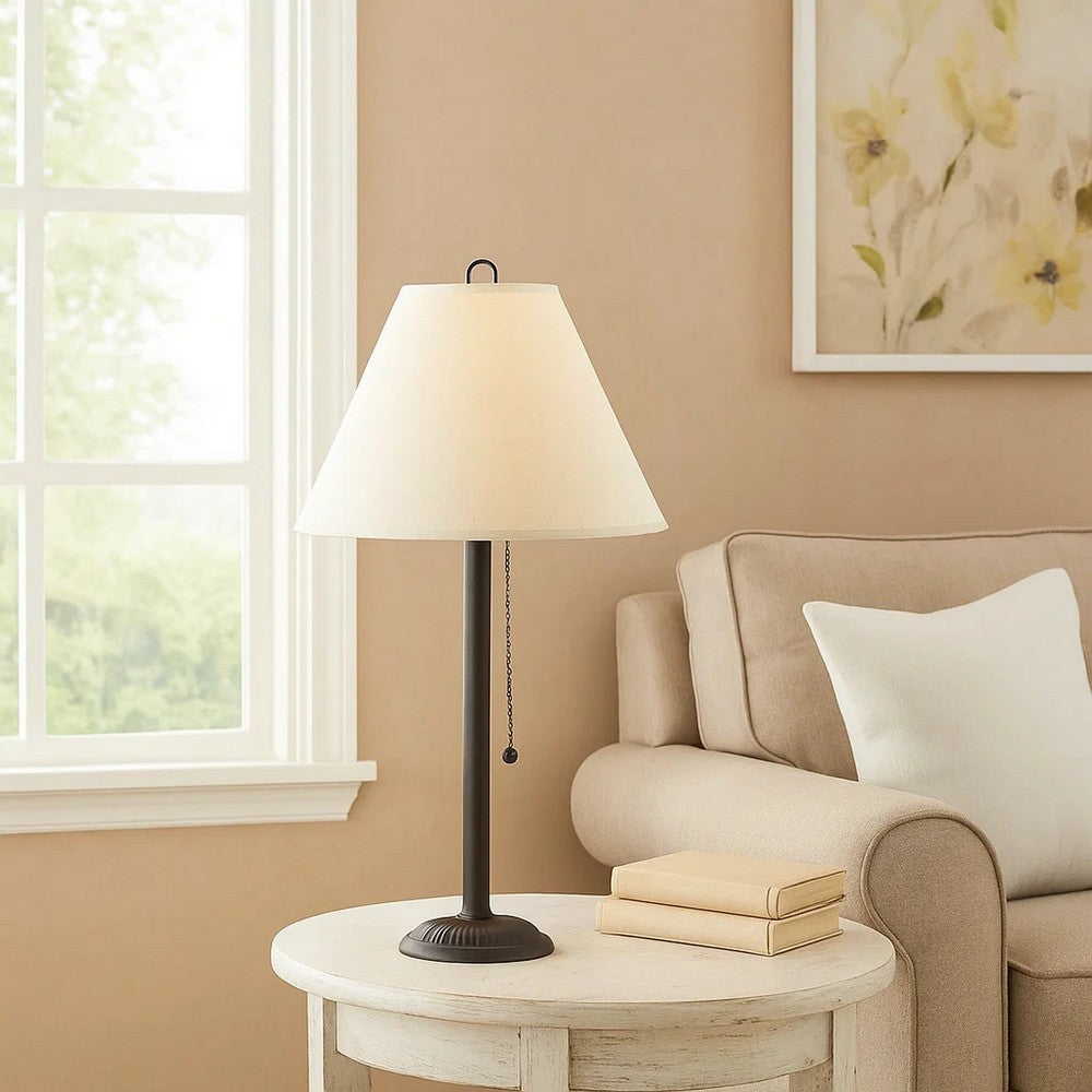 Paper Shade Metal Table Lamp with Pull Chain Switch,Set of 4,White and Black - BM220650