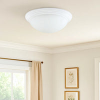 Dome Shaped Glass Ceiling Lamp with Hardwired Switch, White and Clear - BM220713