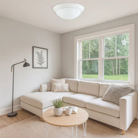 Dome Shaped Glass Ceiling Lamp with Hardwired Switch, White and Clear - BM220713