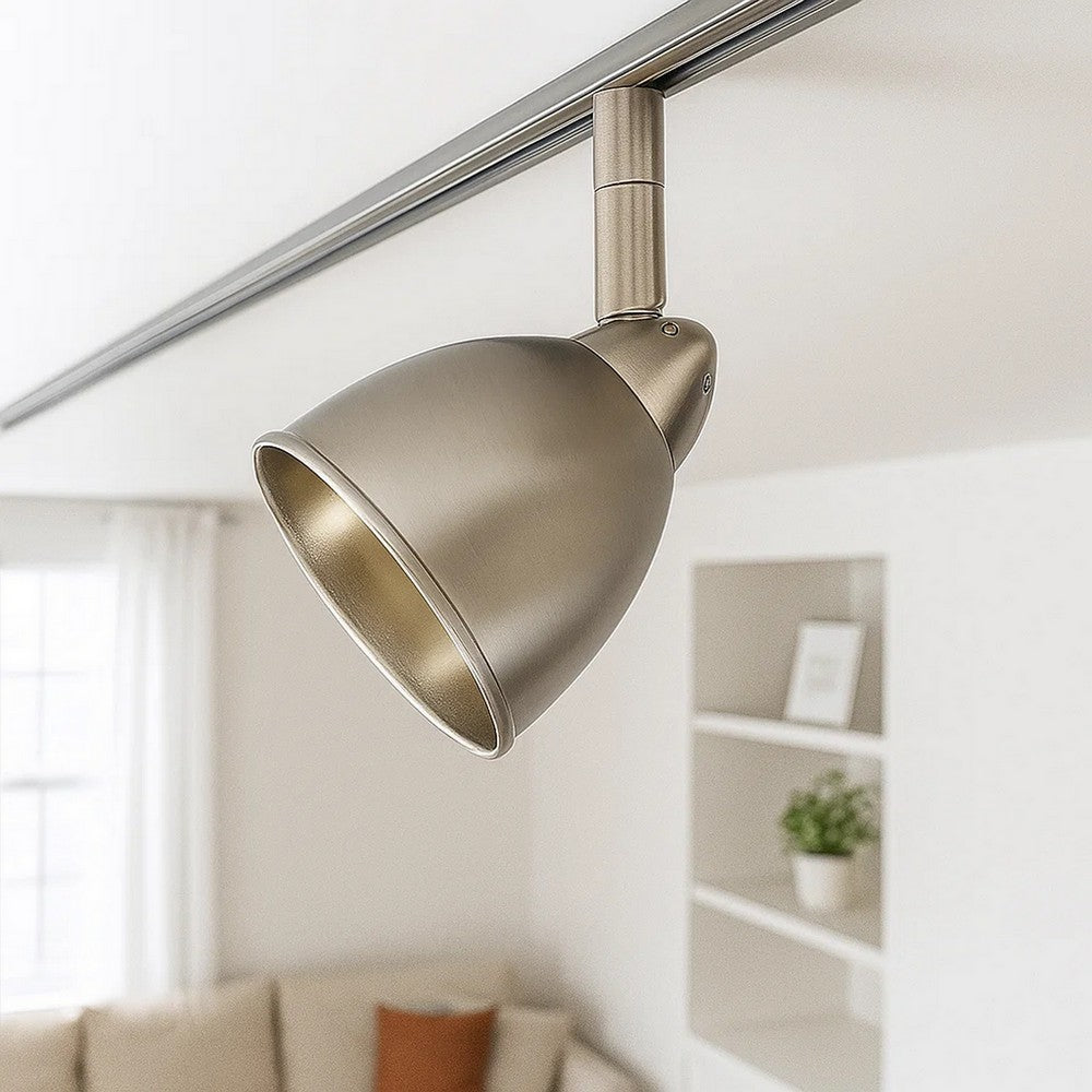 Round Metal Shade Track Light Head and Frame, Silver - BM220749