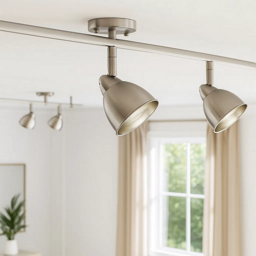 Round Metal Shade Track Light Head and Frame, Silver - BM220749