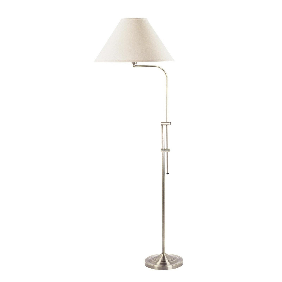 3 Way Metal Floor Lamp with and Adjustable Height Mechanism, Silver-BM220821