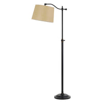 100 Watt Metal Down Bride Floor lamp with Fabric Tapered Drum Shade, Black