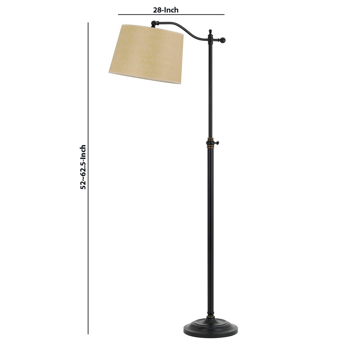 100 Watt Metal Down Bride Floor lamp with Fabric Tapered Drum Shade, Black