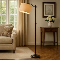 100 Watt Metal Down Bride Floor lamp with Fabric Tapered Drum Shade, Black